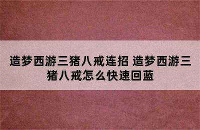 造梦西游三猪八戒连招 造梦西游三猪八戒怎么快速回蓝